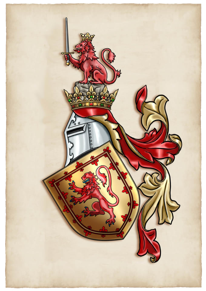 I will draw custom and original coat of arms, heraldic family crest